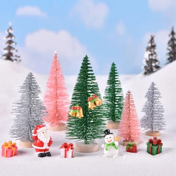 24шт/12шт Мини-Рождественская елка, маленькая сосна, мини-елки, размещенные на рабочем столе, рождественские украшения для дома, рождественские подарки для дома