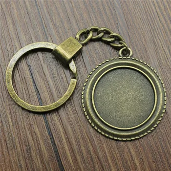 Античный бронзовый цвет Подходит для 25 мм круглой камеи в простом стиле с кабошоном Пустой Брелок для ключей Аксессуары для изготовления ювелирных изделий своими руками