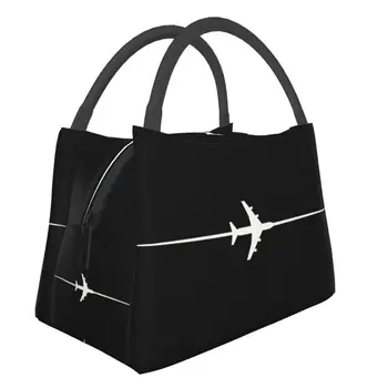 Авиационный самолет, пересекающий термоизолированную сумку для ланча, женский самолет-авиатор, сменный ланч-бокс для школьной еды, сумки для пикника