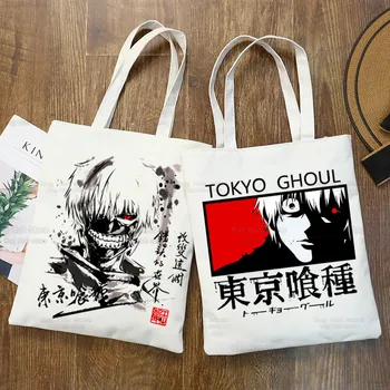 Сумки для покупок Tokyo Ghoul Shopper Bag Сумка-Тоут Kaneki Ken Из Японского Аниме Сумка Через плечо Холщовые Сумки Большой Емкости Сумка для колледжа