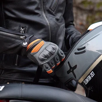 Летние мотоциклетные перчатки SFK из козьей кожи с сеткой из натуральной кожи, защитные Аксессуары для гоночных мотоциклов с сенсорным экраном на весь палец